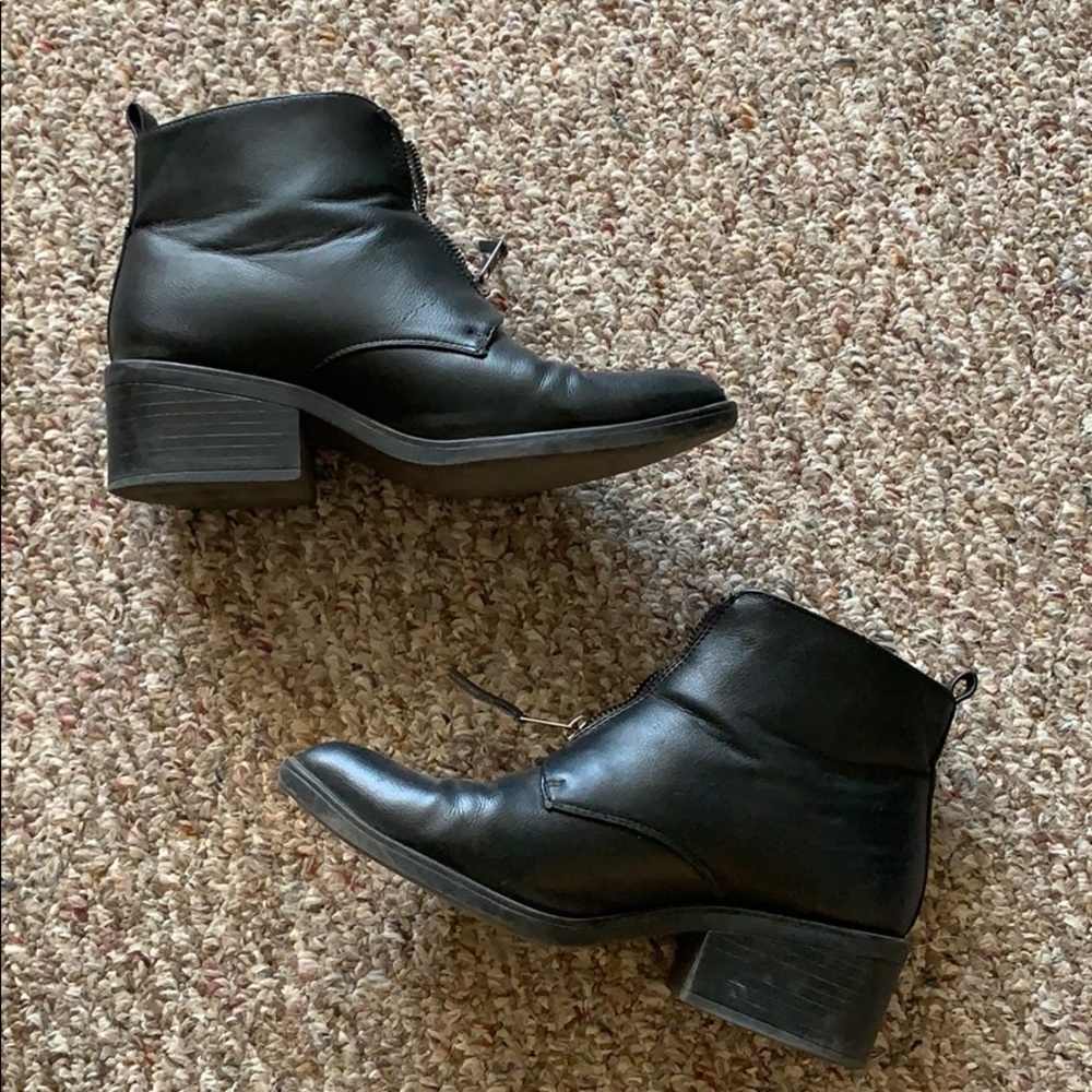 Truffle Vegan Leather Pointed Toe Block Booties